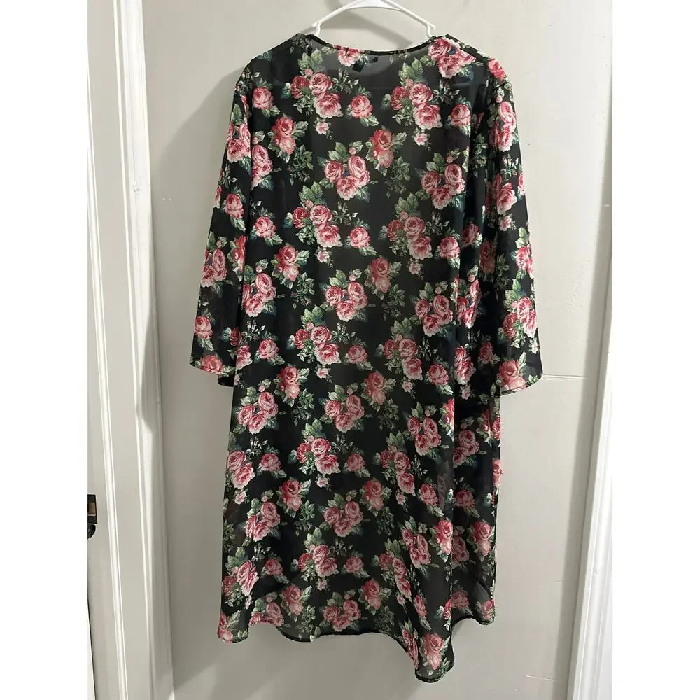 🔴Expresso Plus Size Mesh‎ Floral Print Kimono size 1X